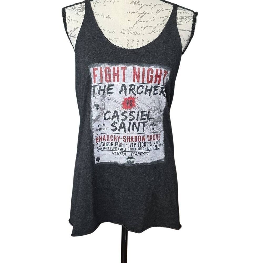 Next Level Women's Size Large Gray Fight Night Cassiel Saint Hades Series Tank